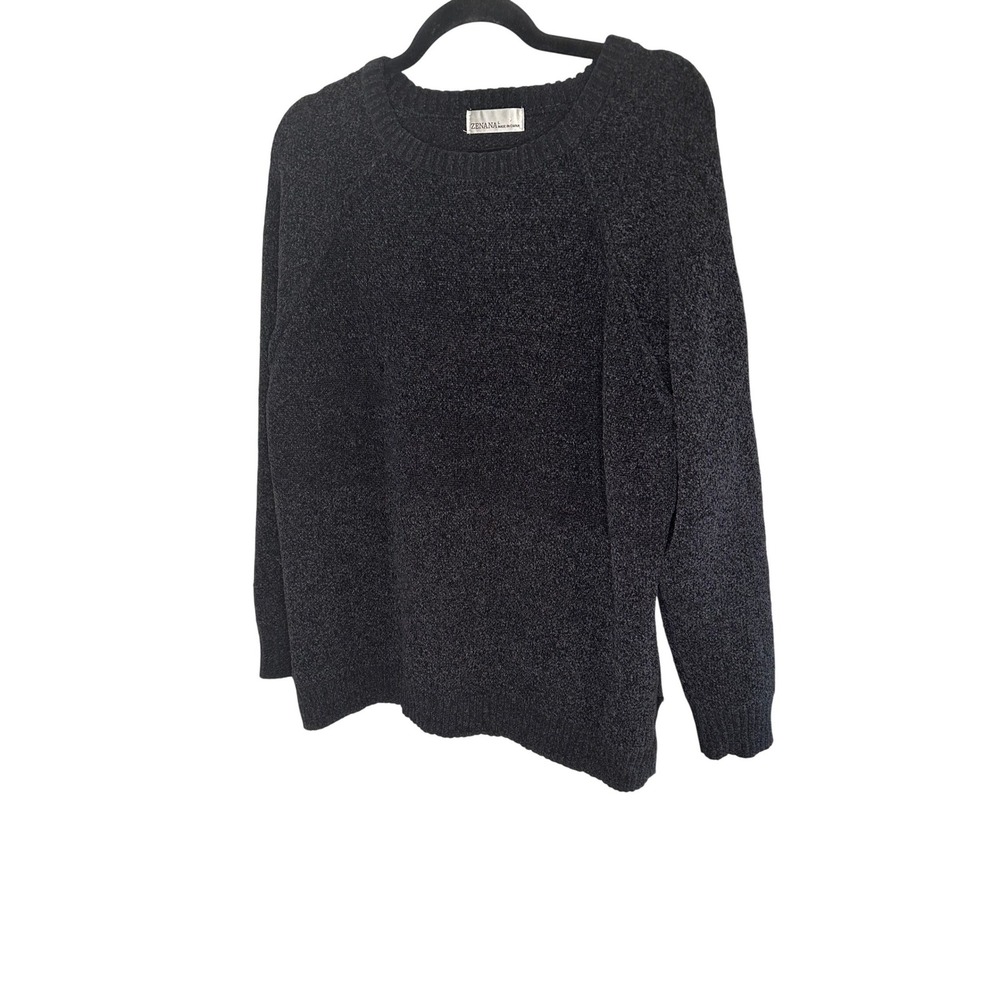 ZENANA Ladies‎ Charcoal Speckled Knit Sweater Long Sleeve Casual Size L